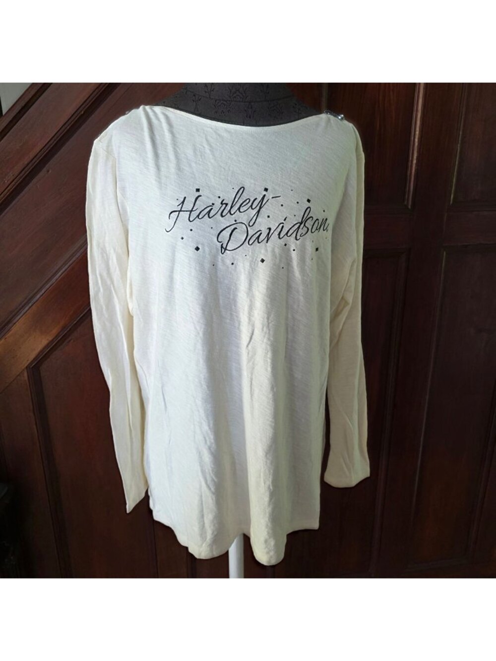 Harley-Davidson Womens Cream Long Sleeve Top Barnett El Paso TX Embroidered XXL